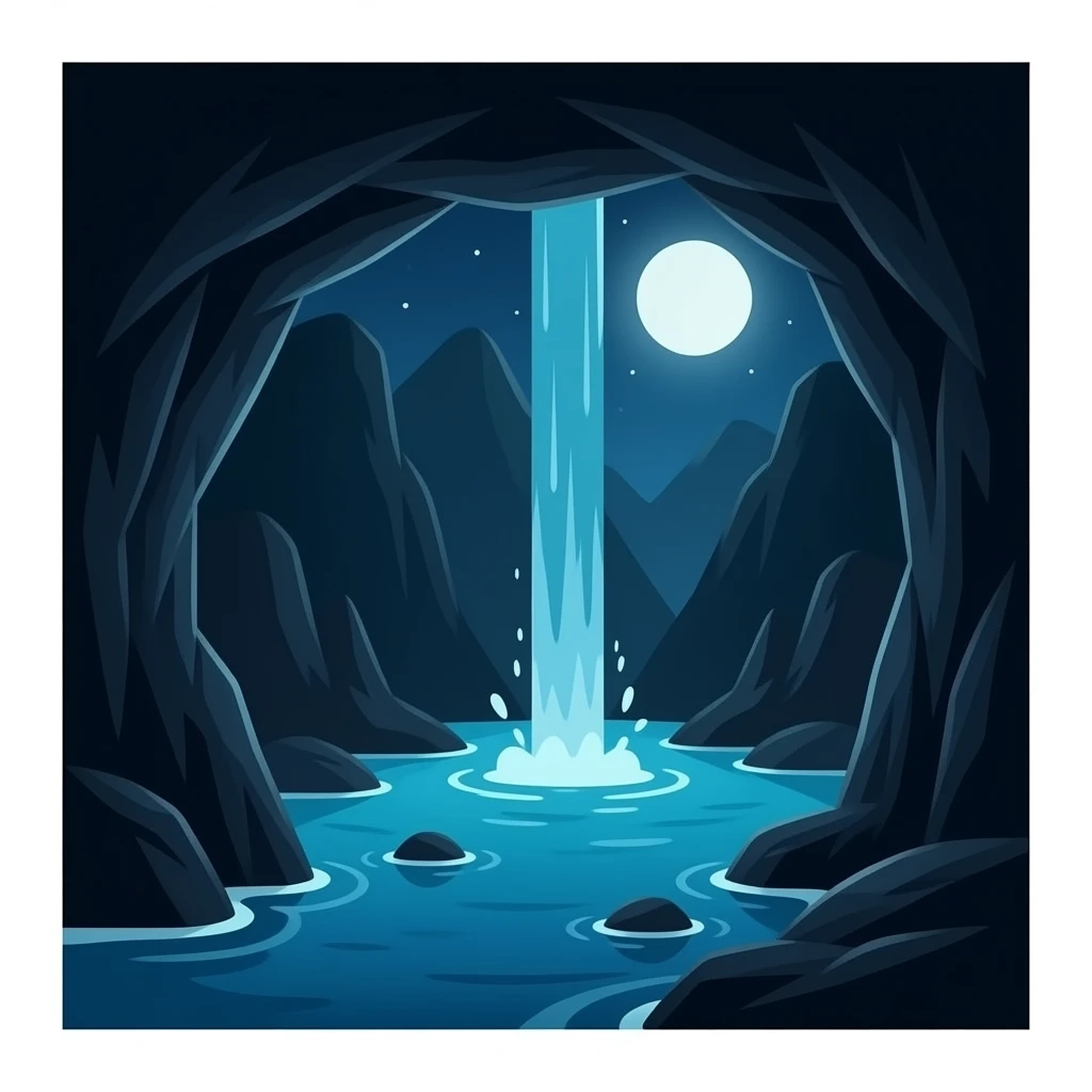 une grotte très sombre il ne doit pas y avoir de l'eau emoji