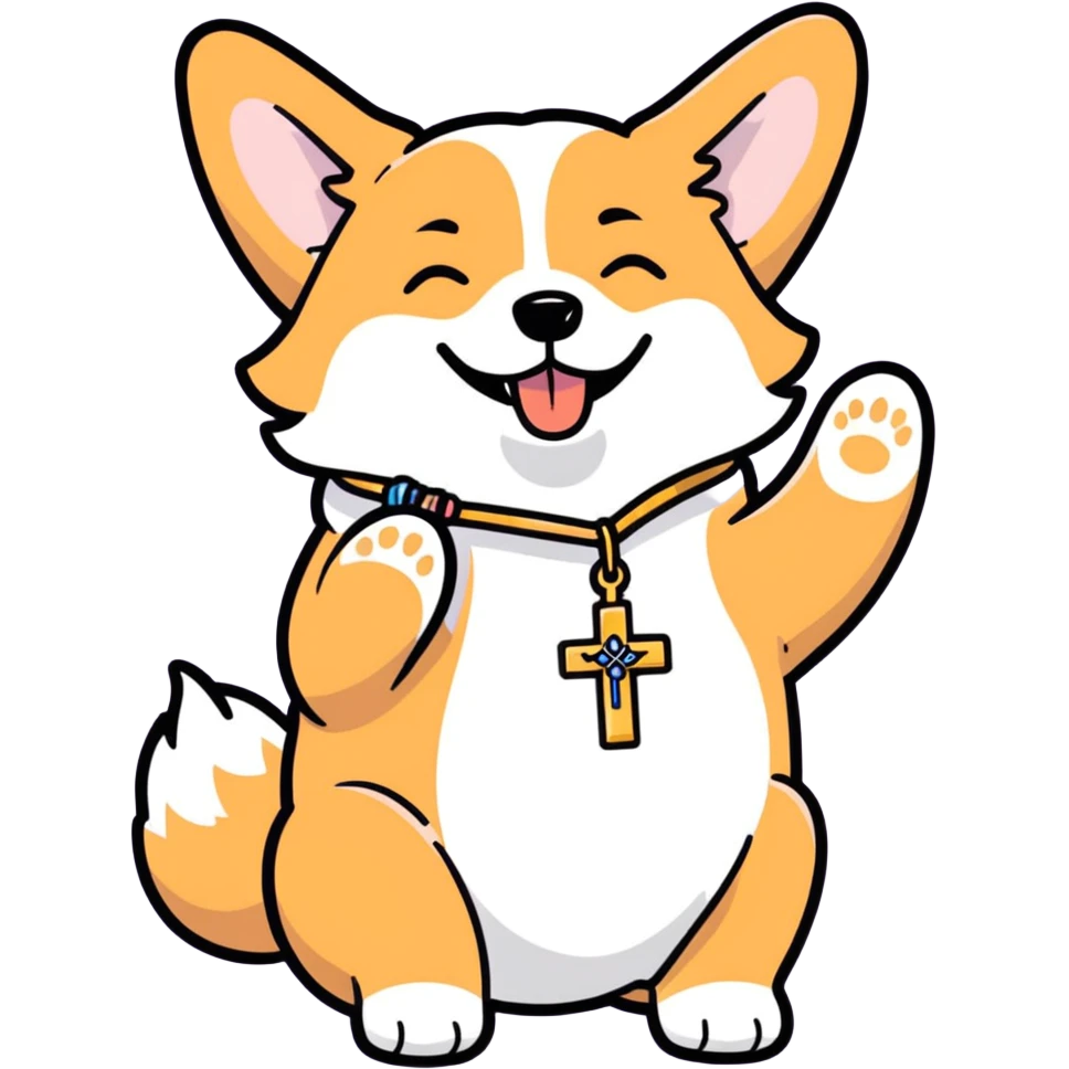 Corgi praying rosary emoji