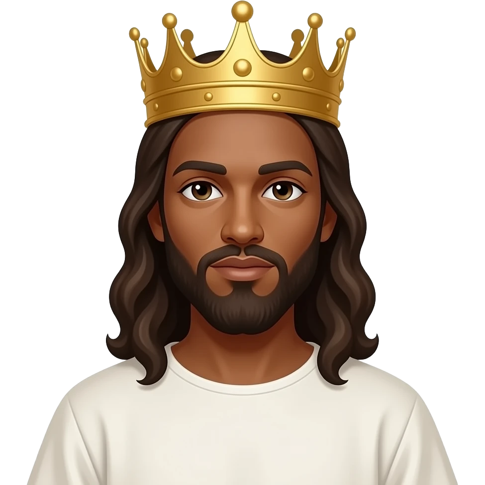 African American sand skin complexion Jesus Christ wearing tunic and a crown on his head emoji