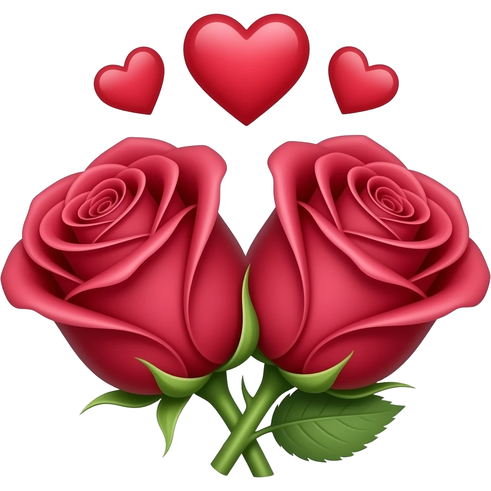 haz dos rosas juntas con corazones arriba de ellas emoji