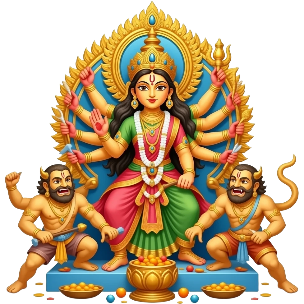Durga idol in pujo bengali. Asur badh emoji