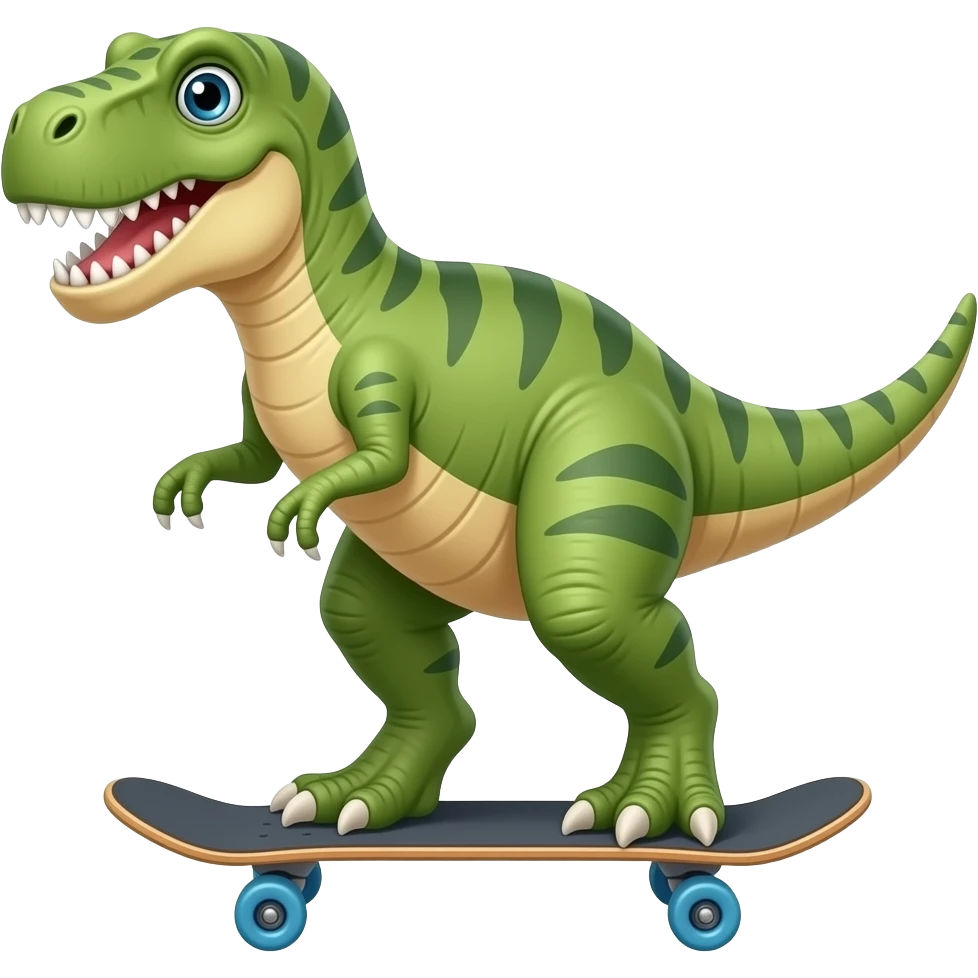 Dinosaur on a skateboard emoji