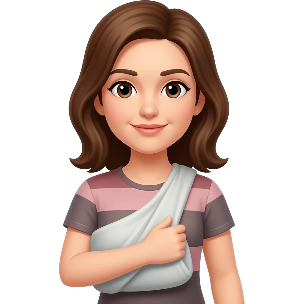 Woman wearing sling on right arm emoji