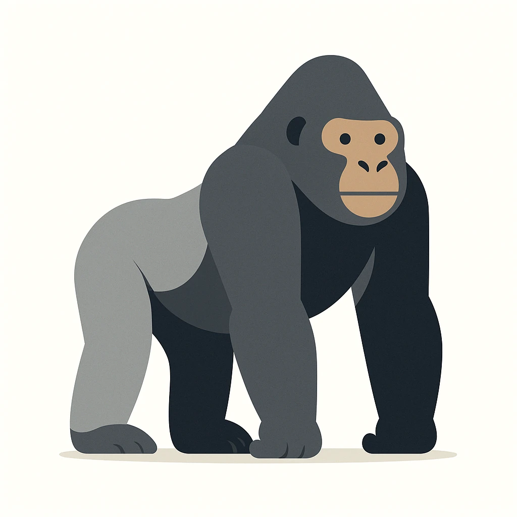 flat design style gorilla white background emoji