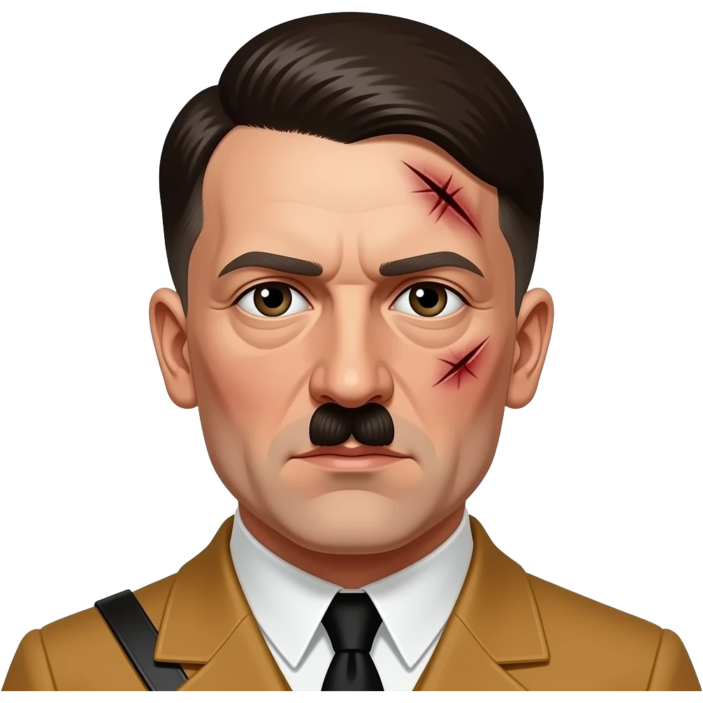 Hitler with a gunshot wound on his head emoji