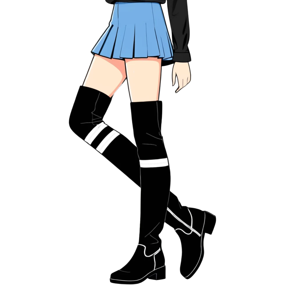 Seductive Black detailed knee high boots emoji