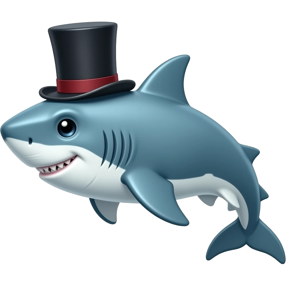 Shark with a top hat emoji