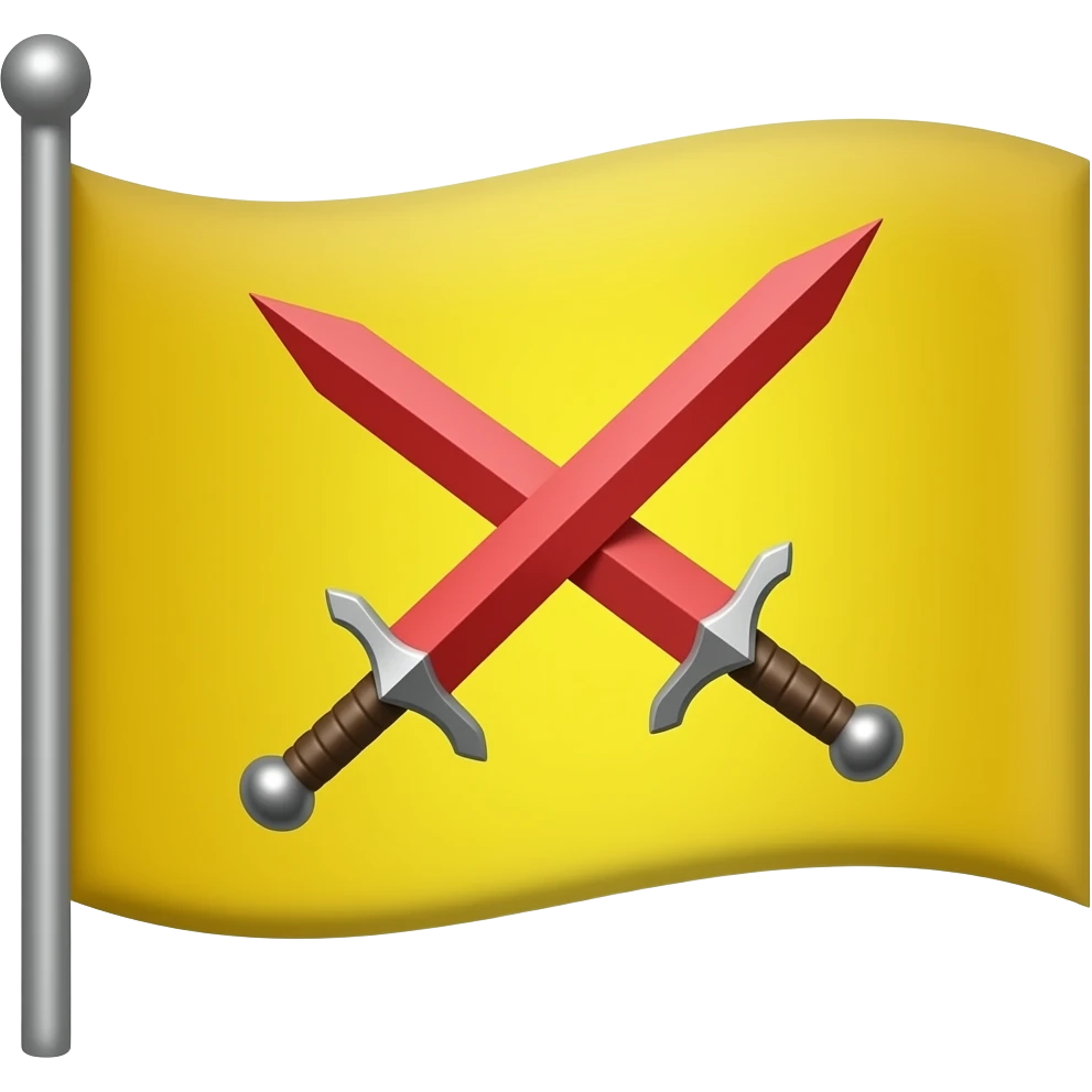 2 crossed  small red sword in a yellow flag emoji