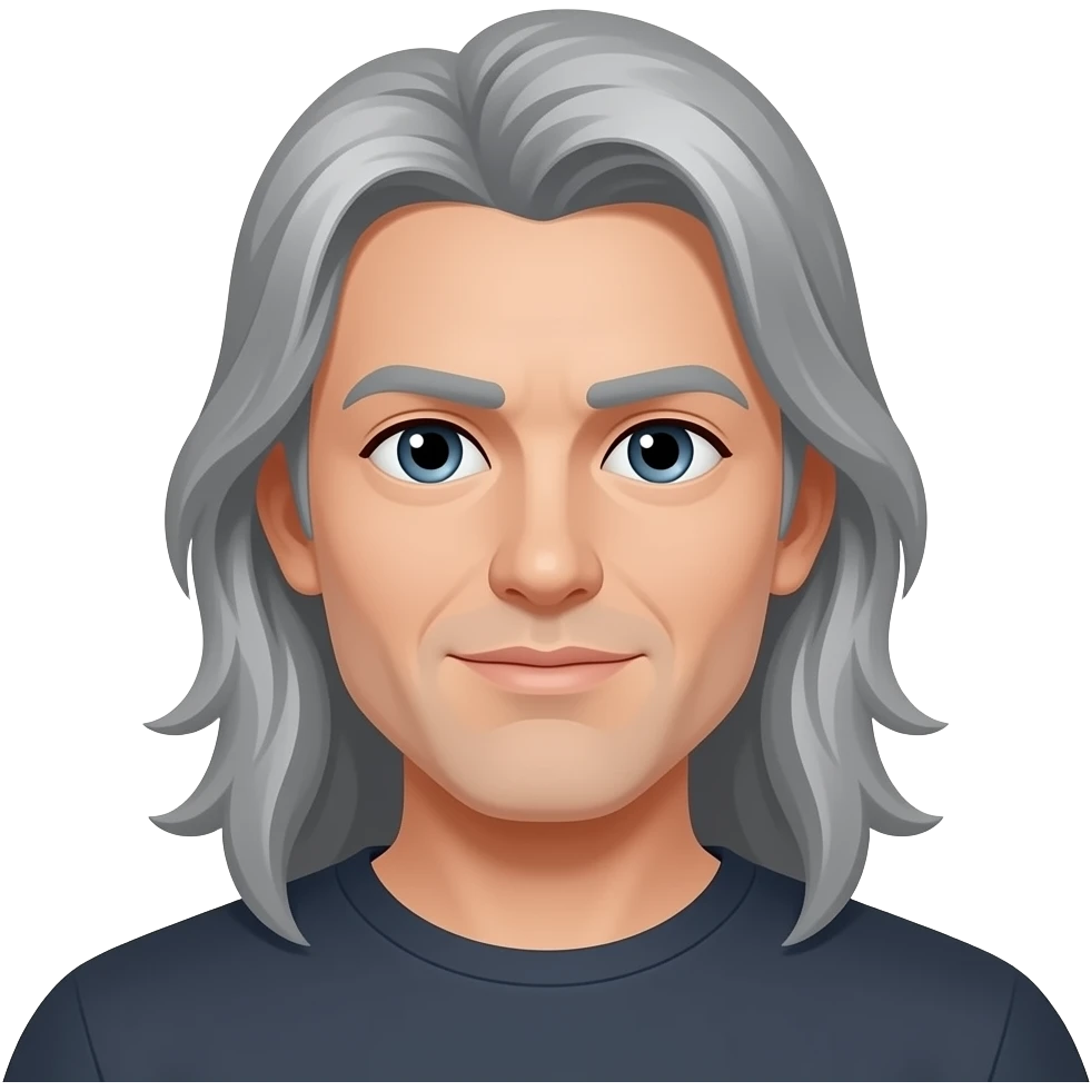 Long Gray hair man without facial hair emoji