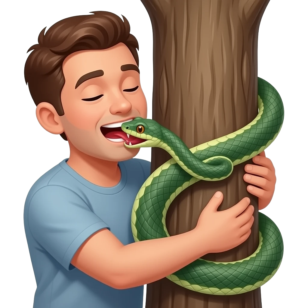 Snake beatryad a man from a hug emoji