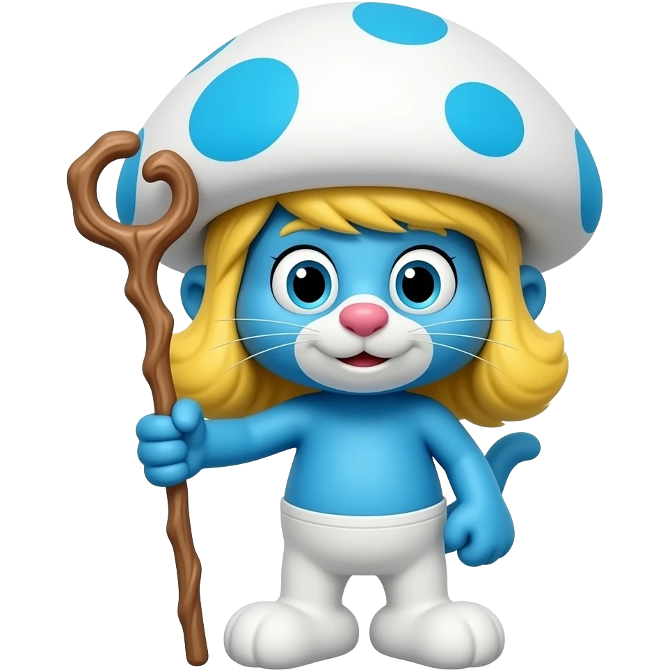 smurf cat white mushroom hat holding a staf emoji