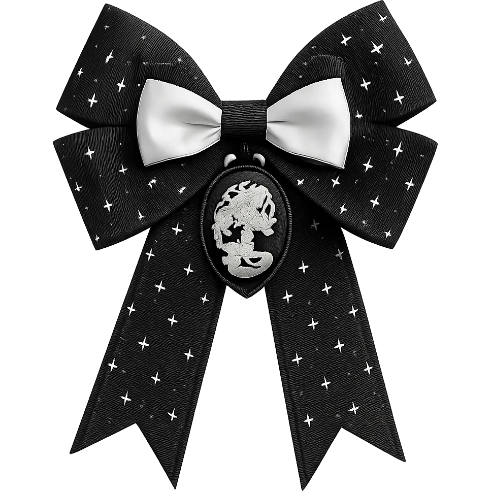 goth black white bow  , remove background emoji