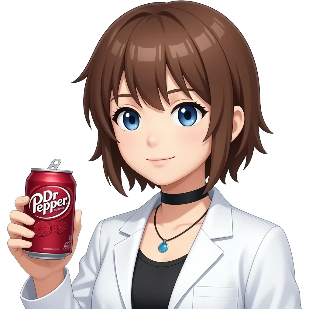 Character kurisu makise  Steins;Gate with Dr Pepper meme style emoji