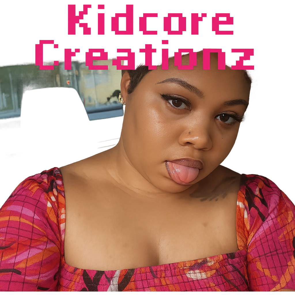 Add the word Kidcore Creationz in Pink emoji