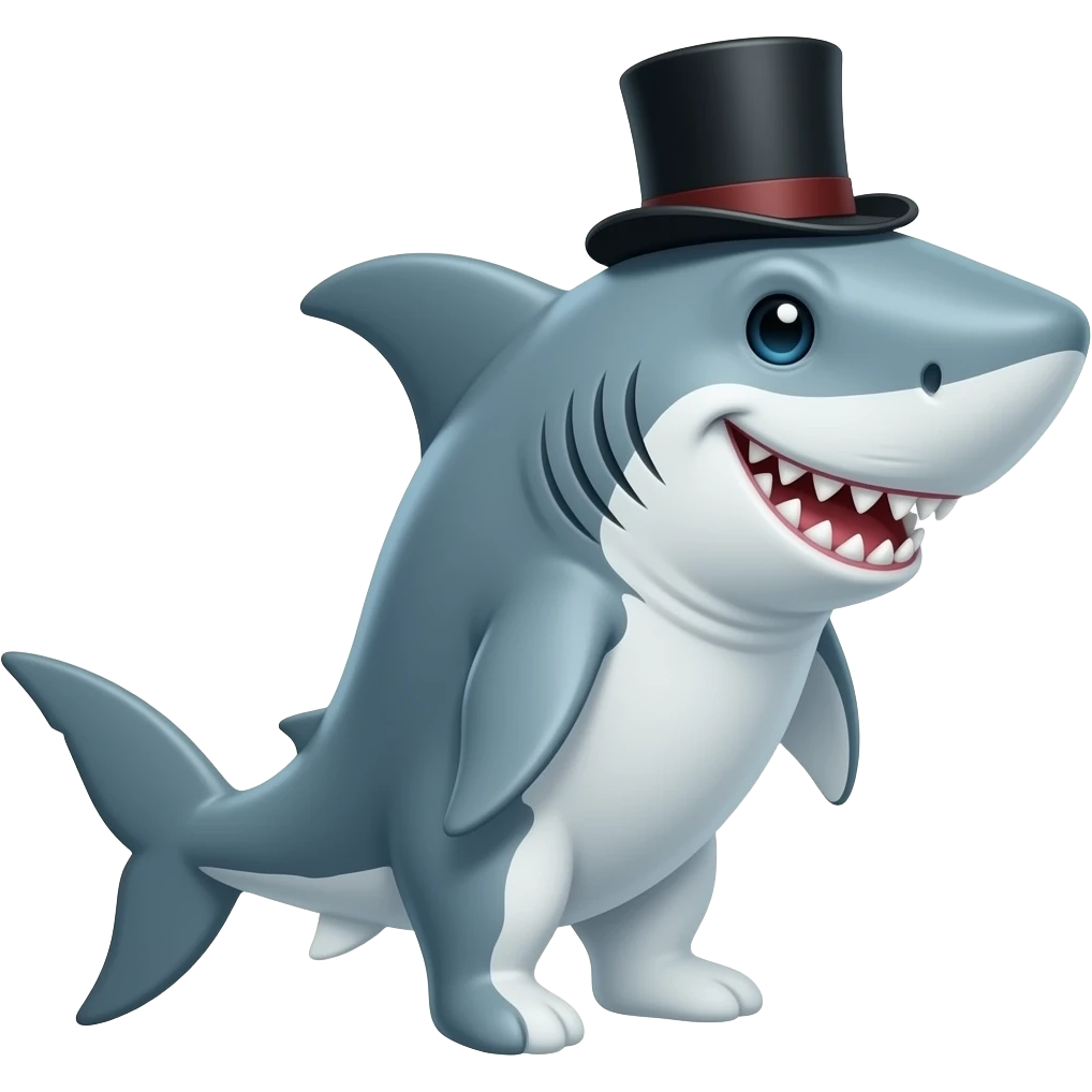 Shark with a top hat emoji