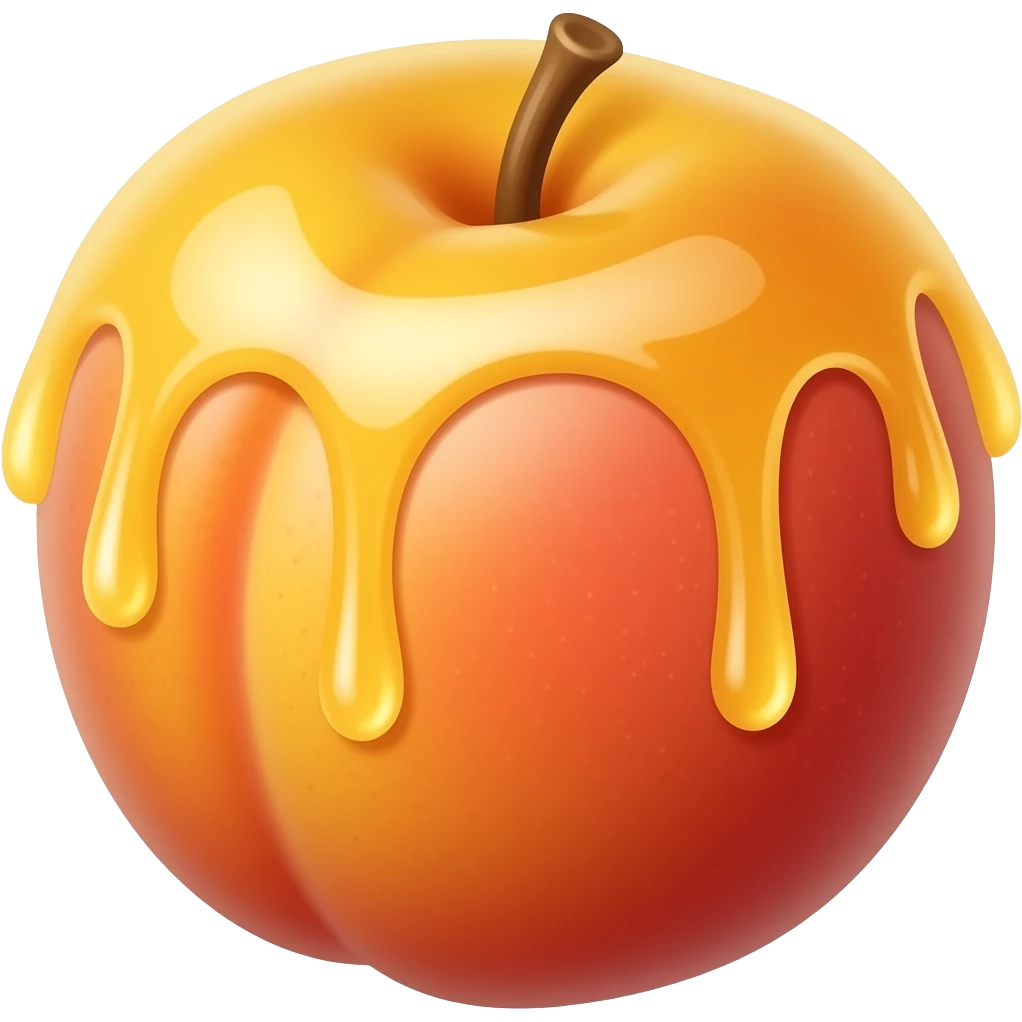 Honey dripping from a peach emoji