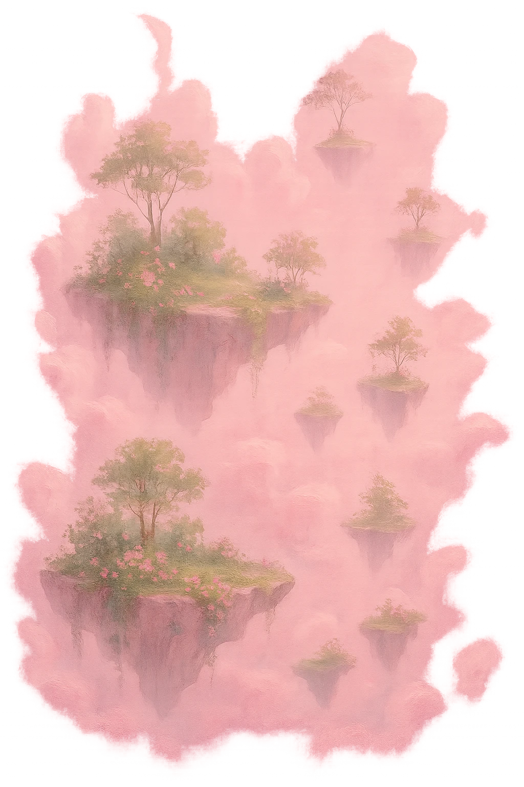 pink dreamscape with floating islands emoji