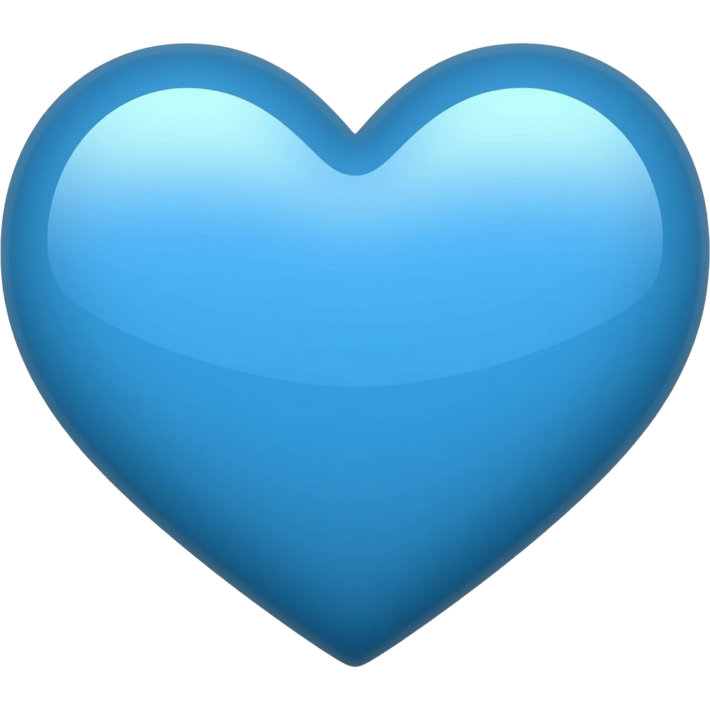 coração azul de iPhone, emoji de iPhone emoji