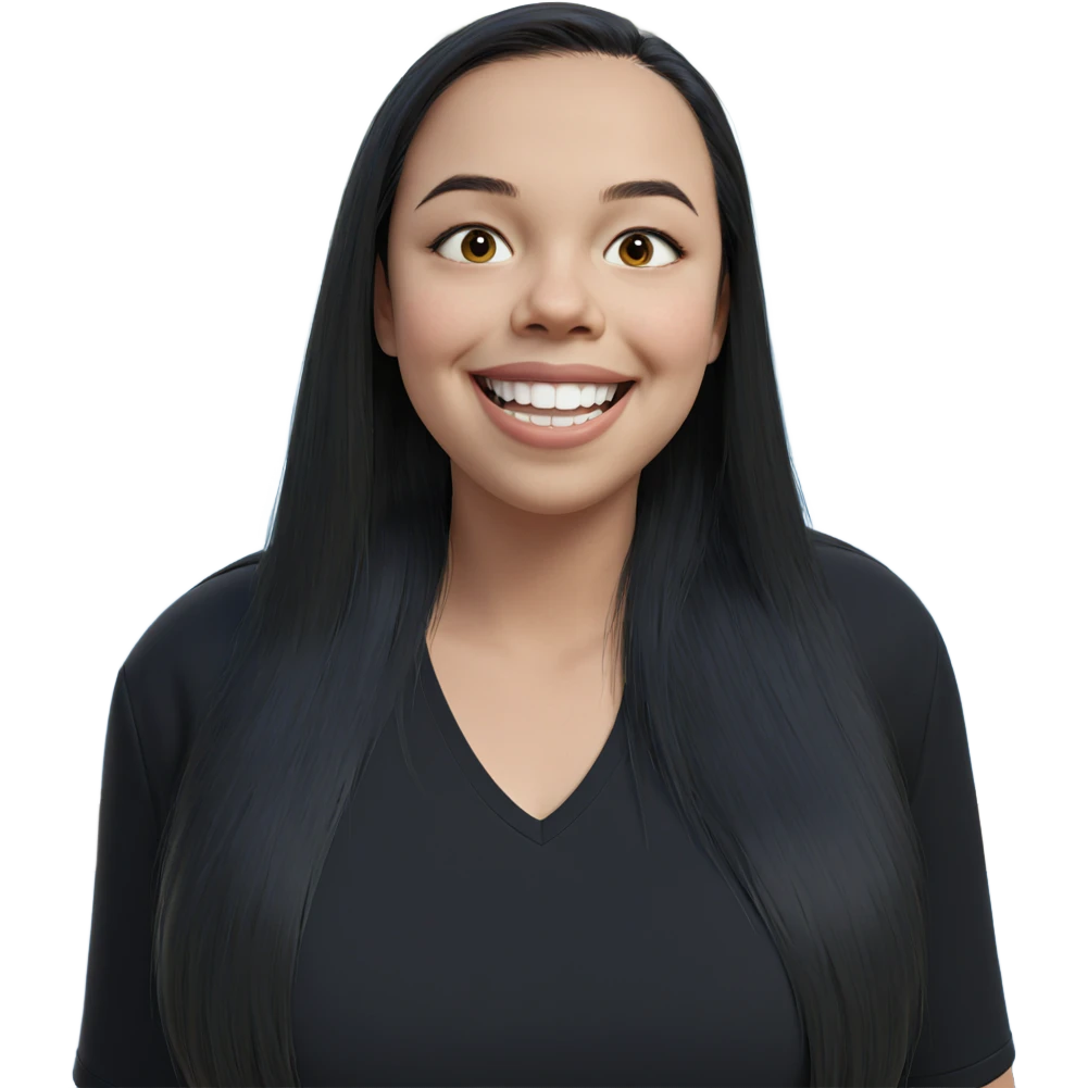 smiling girl in black shirt emoji