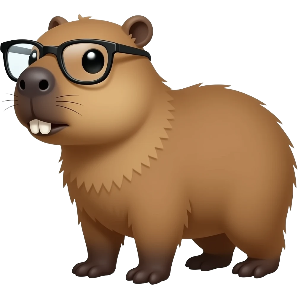 Capybara with glasses and two teeth emoji