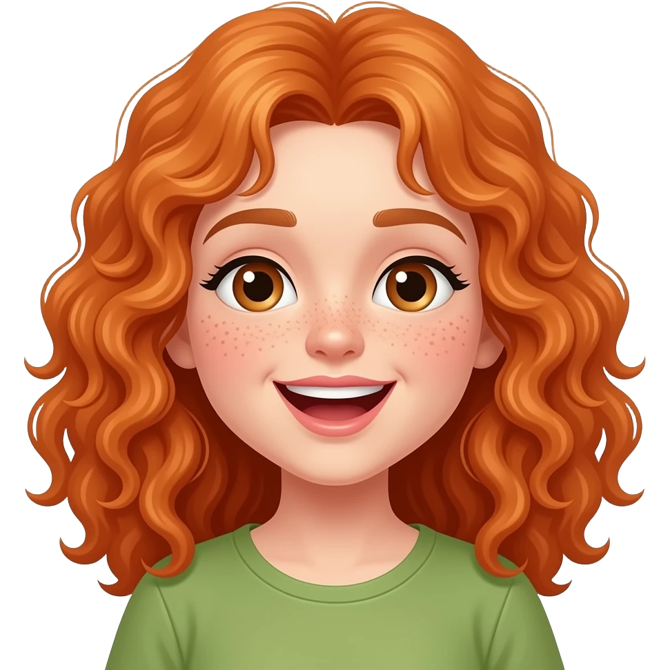 Fille rousse bouclés tâches de rousseur 🎶🎵🎤🎧 emoji