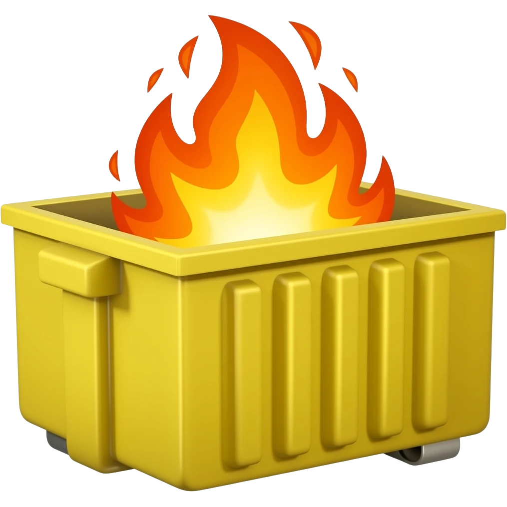Yellow dumpster on fire emoji