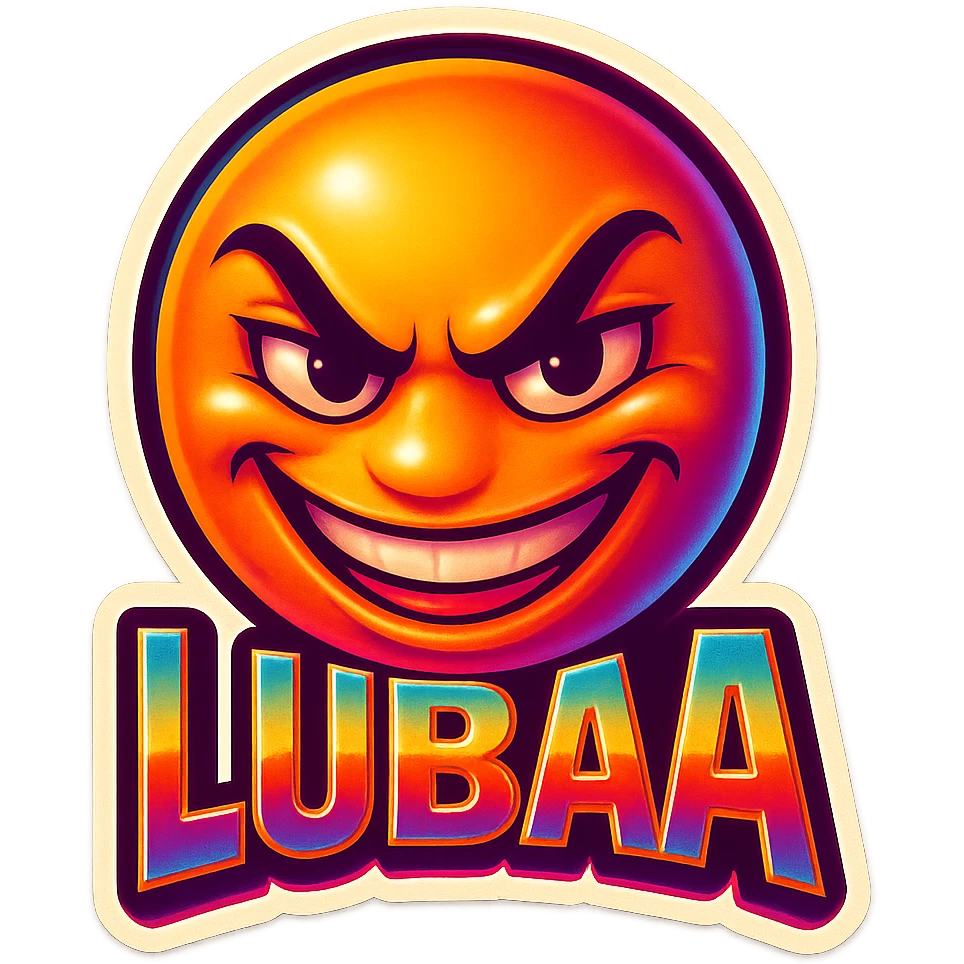 grin EVIL LOOk , Make it say "LUBAA"" emoji