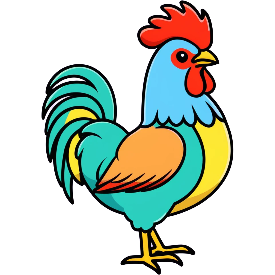 Rooster multicolored emoji