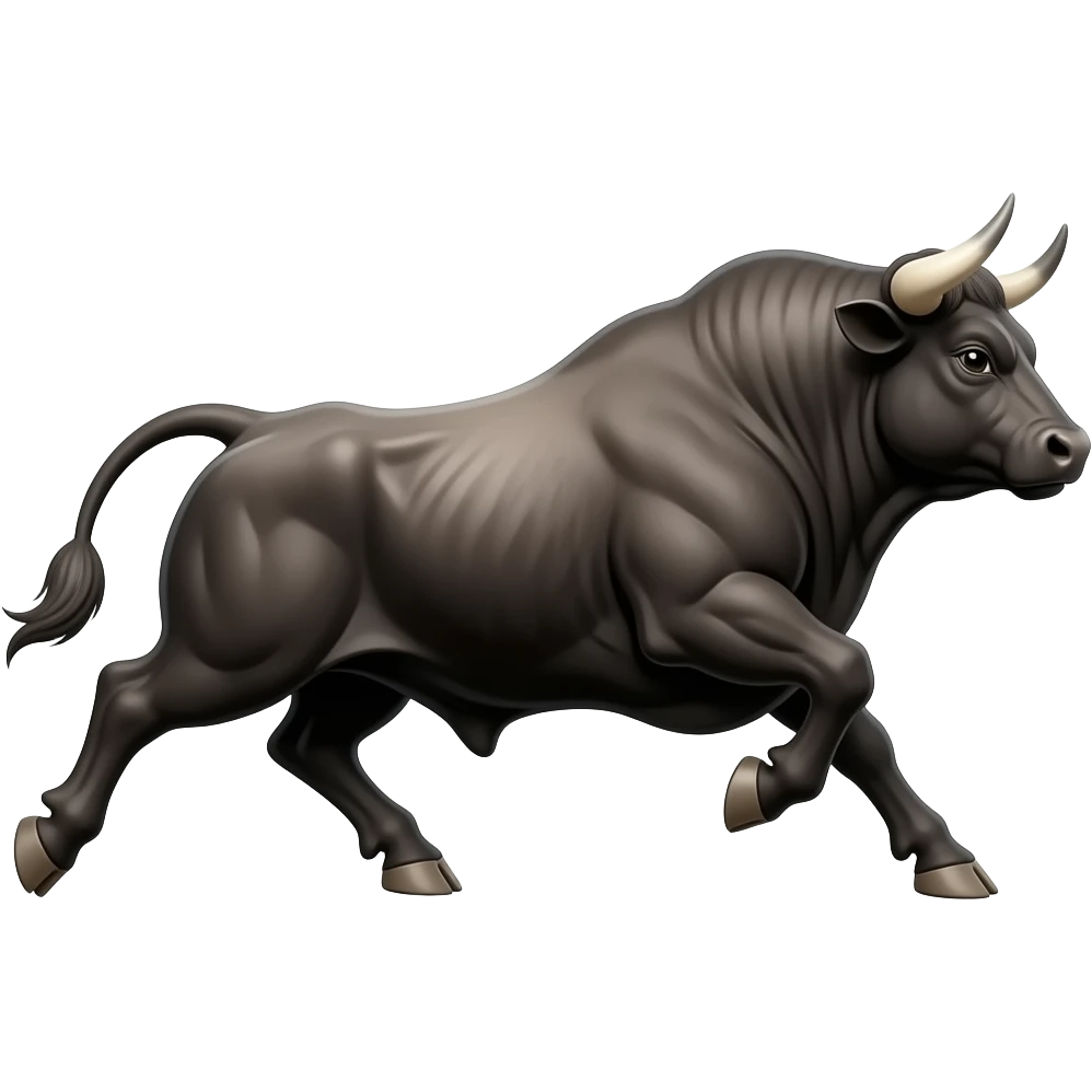 emojis.com create-a-bull-side-profile,-facing-right,-full-mascular-body,-in-action bull run emoji