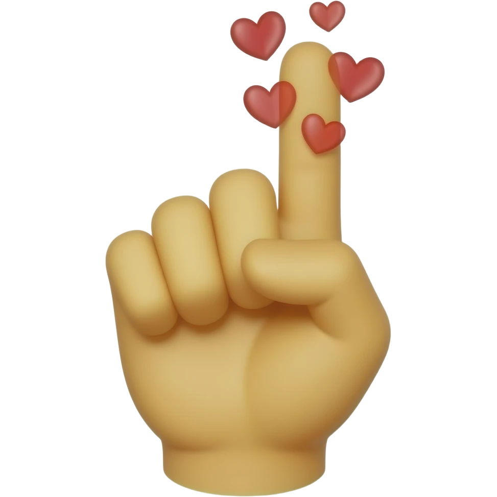 Yellow right hand middle finger with hearts emoji