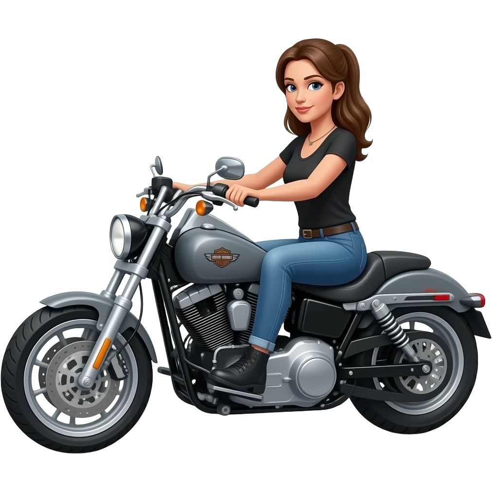 Harley Davidson dark grey road glide with woman riding emoji