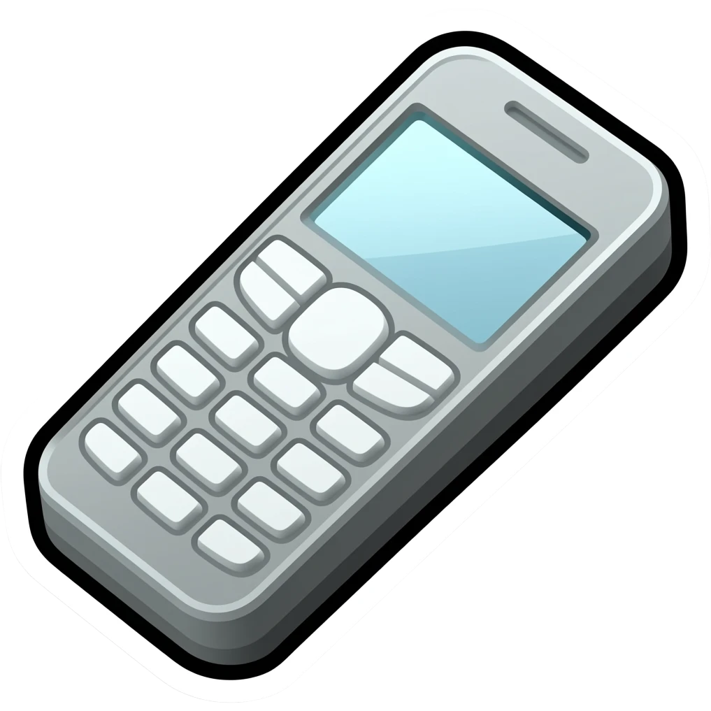 phone emoji, thick black outline, simple cartoon, sticker emoji