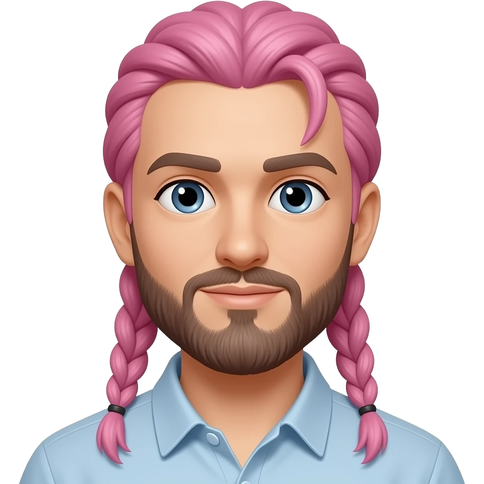 Homem com duas tranças rosa de um só lado emoji