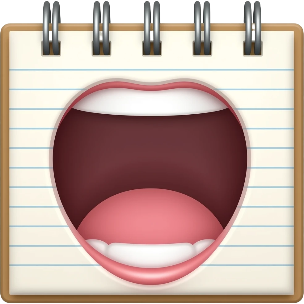 Notebook with big mouth emoji
