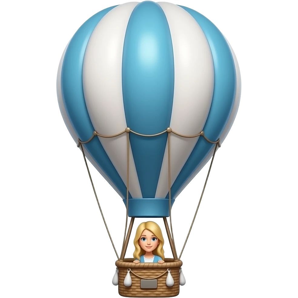 hot air balloon with blond woman in it emoji