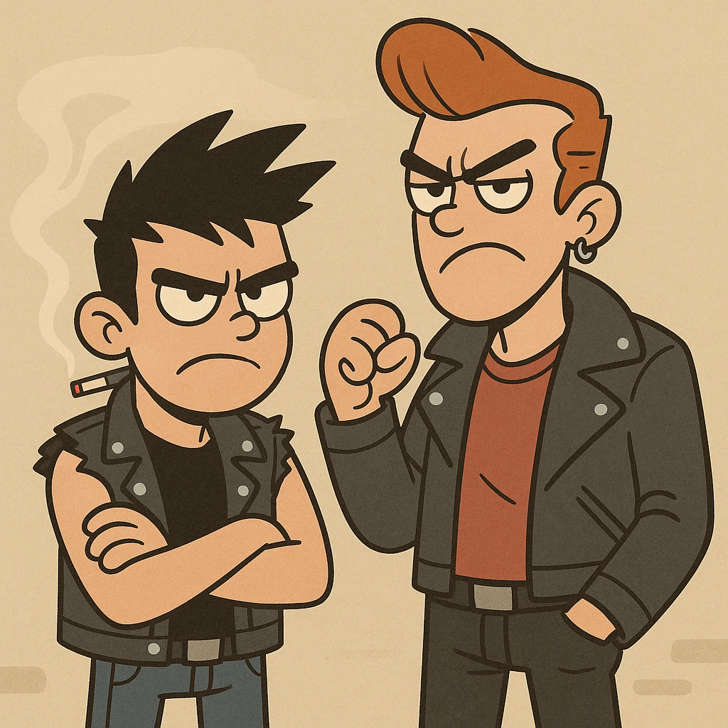 bad boys, illustration style, rebellious attitude, simple background emoji