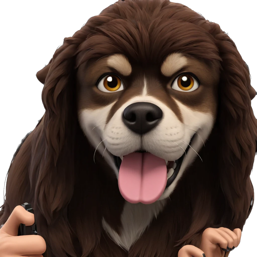 girl with dog and gun emoji