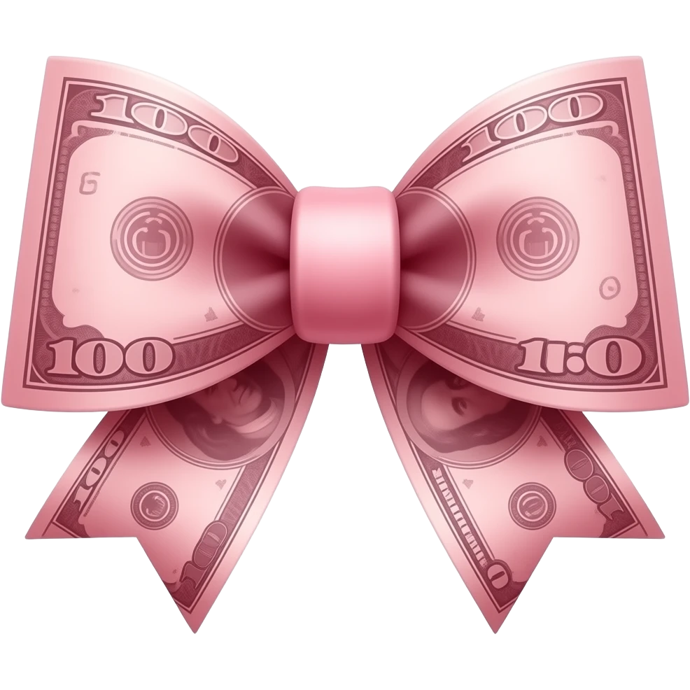 a pink bow made of money emoji