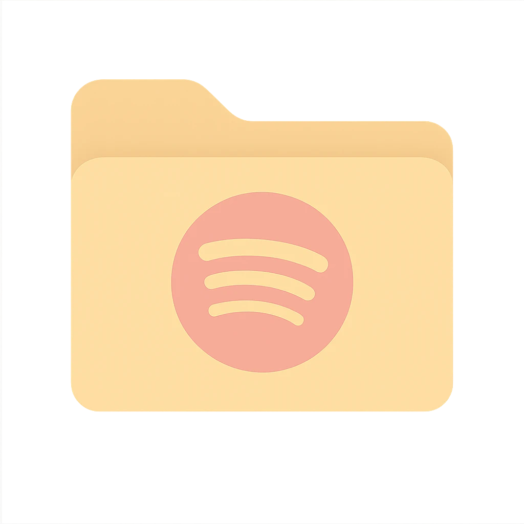 A music folder icon with a light pink Spotify logo emoji
