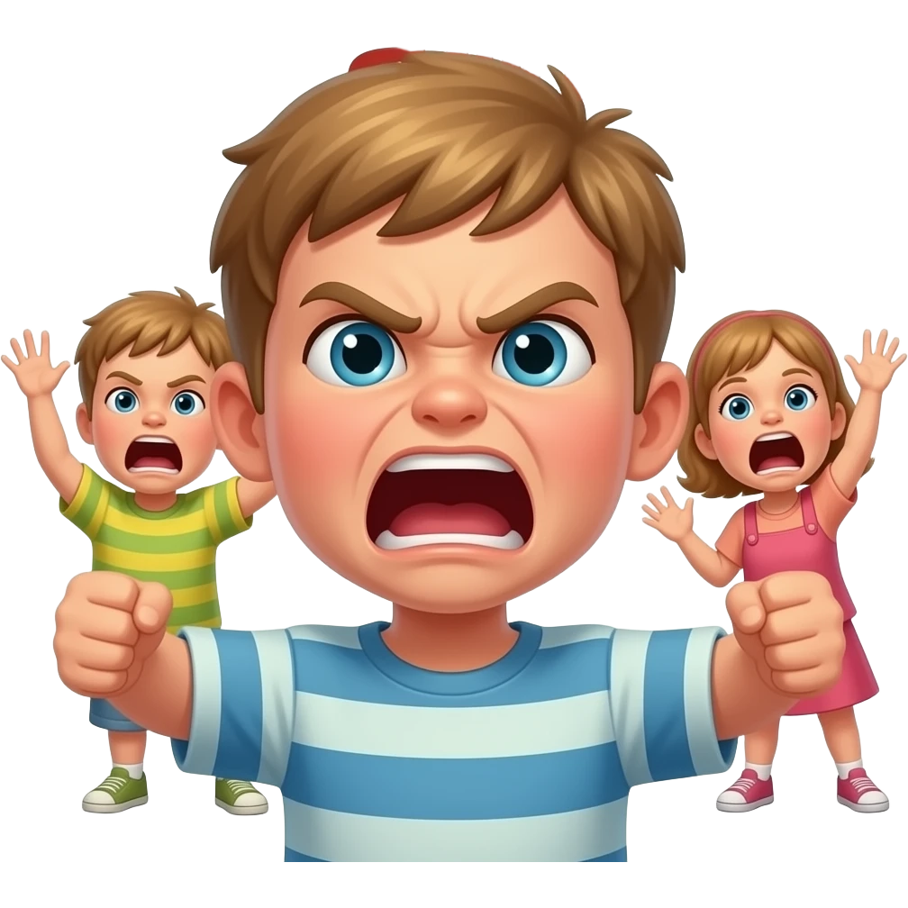 hazme unos niños enfadados diciendo: vete! emoji