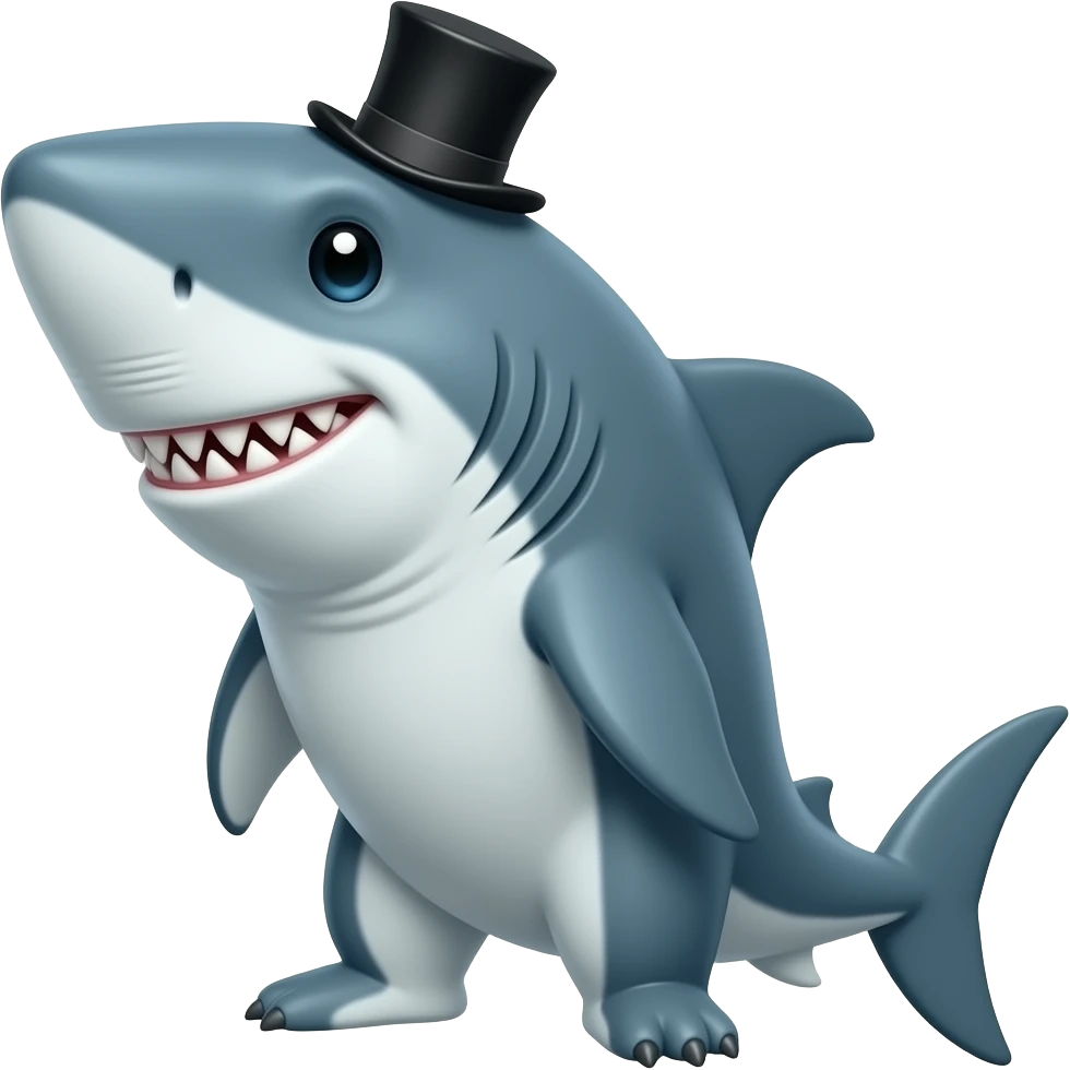 Shark with a top hat emoji
