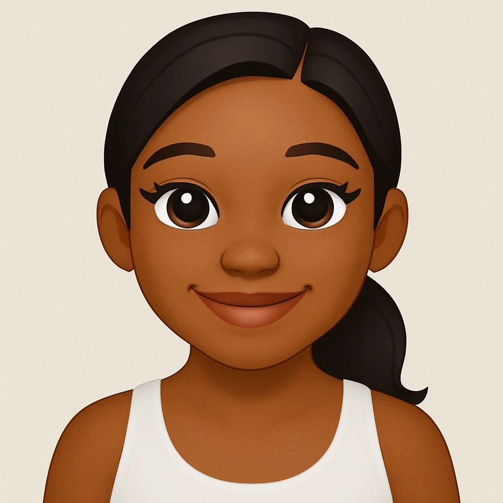 turn the second man in emoji style of the 1st image, match the facial features and match dressing style of the 2nd image, she is wearing white tank top lose emoji