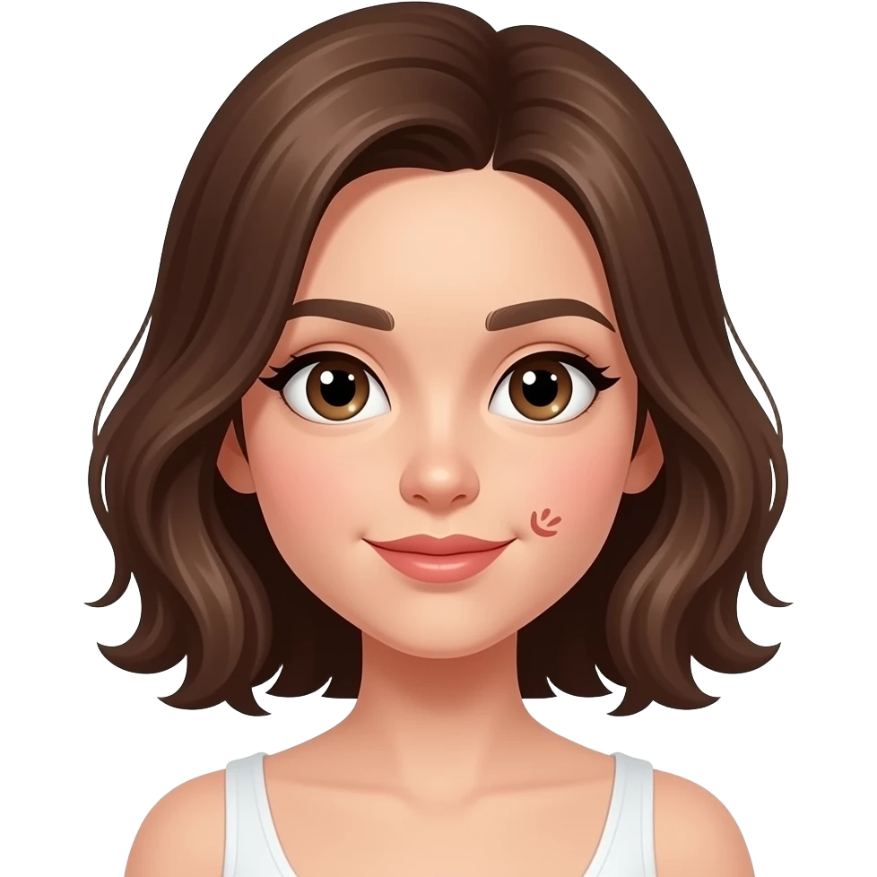 Pretty girl with brown hair and a kiss mark on her neck emoji