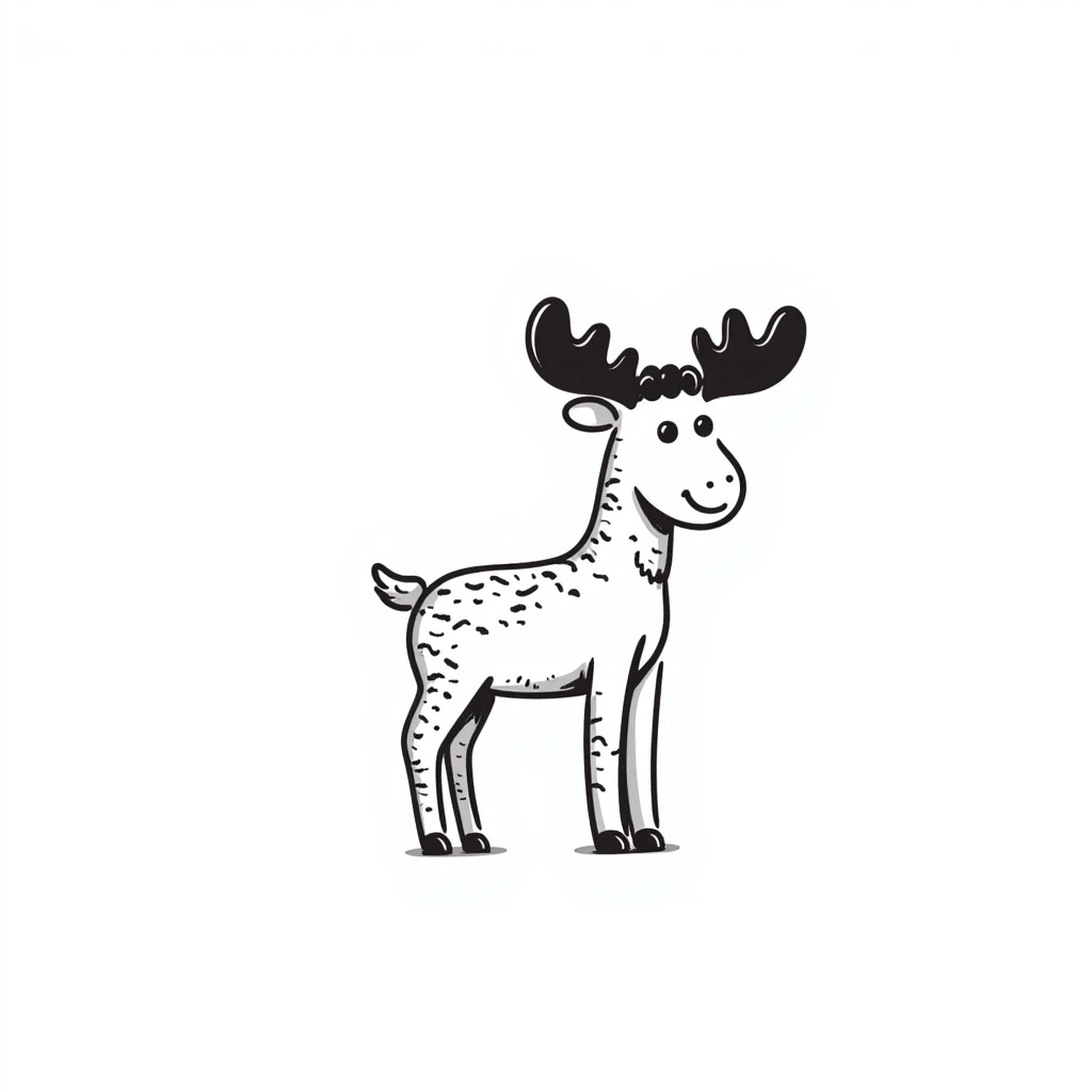 Hand drawn doodle style moose emoji