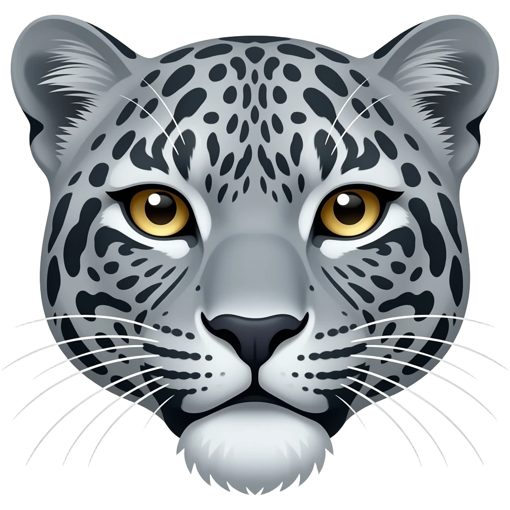 adult grey white leopard fierce face emoji