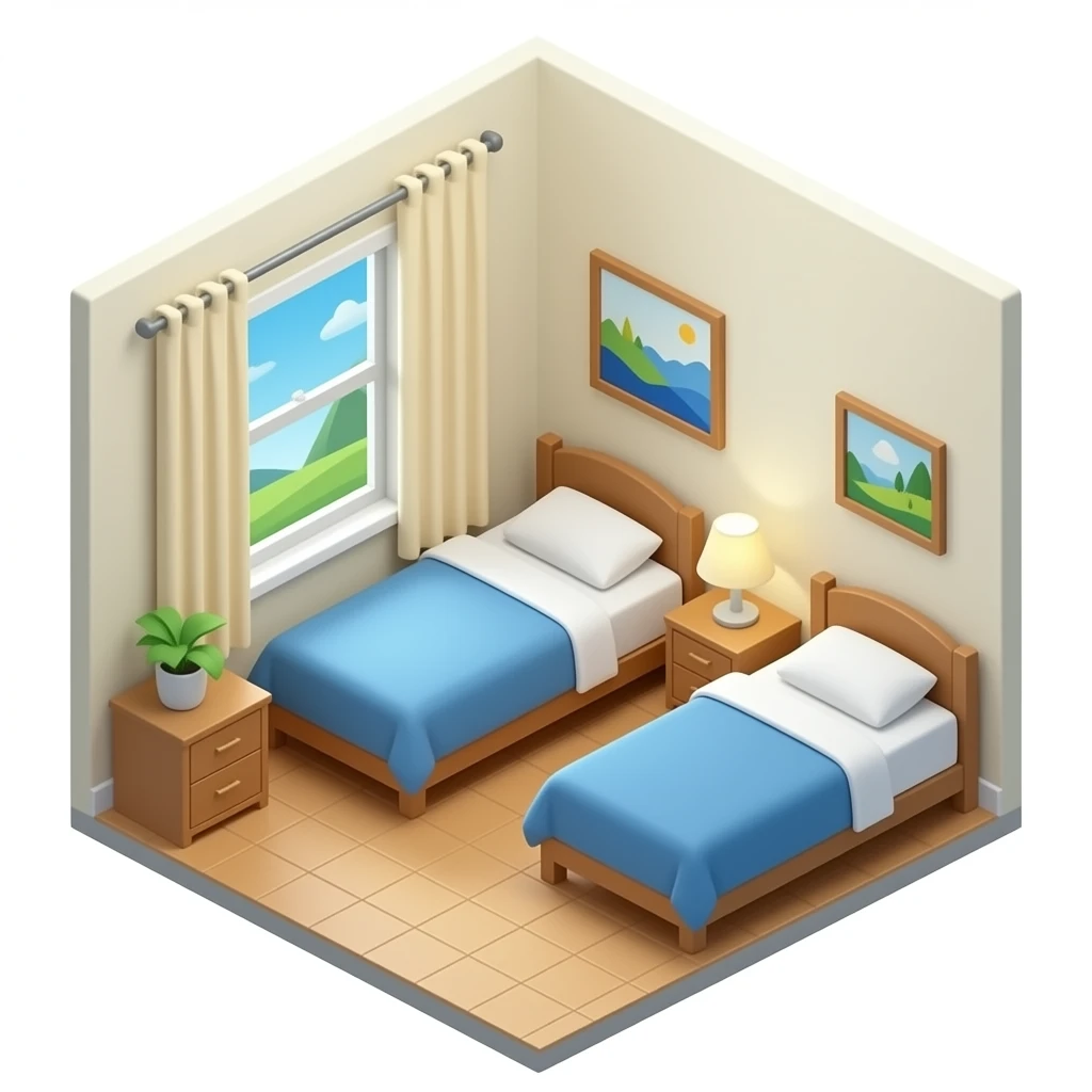 shared room 2 bed, view from corner top emoji
