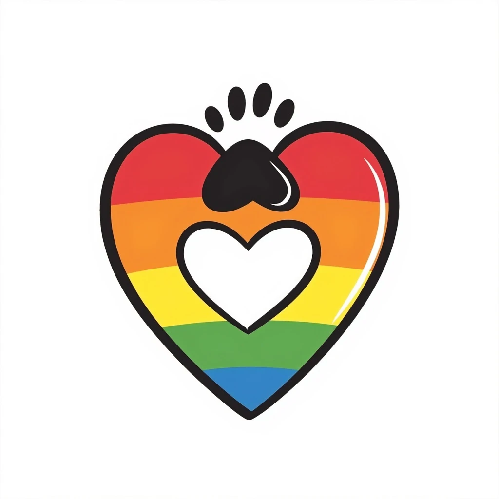 rainbow pride heart with a paw print on top, no text emoji