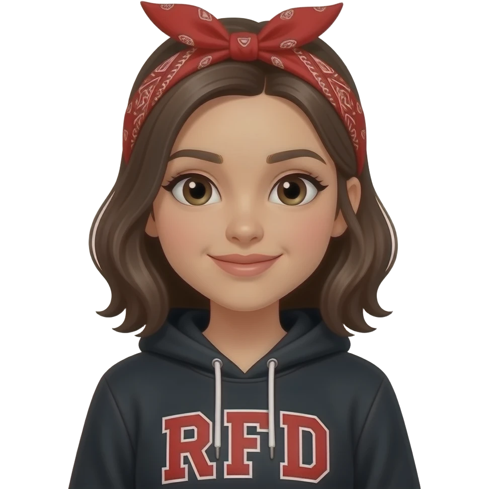 Girl Black hoodie with initials RFD red bandana face emoji