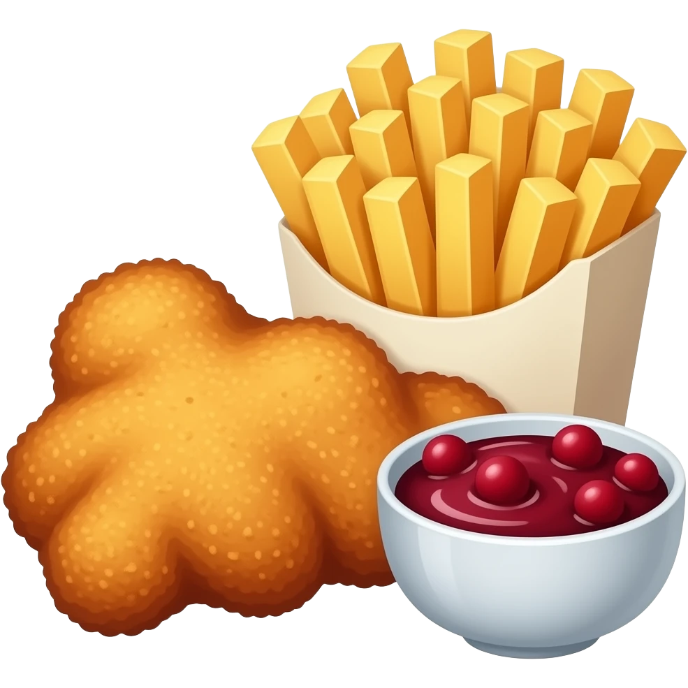 Schnitzel mit Pommes und Preiselbeersauce emoji