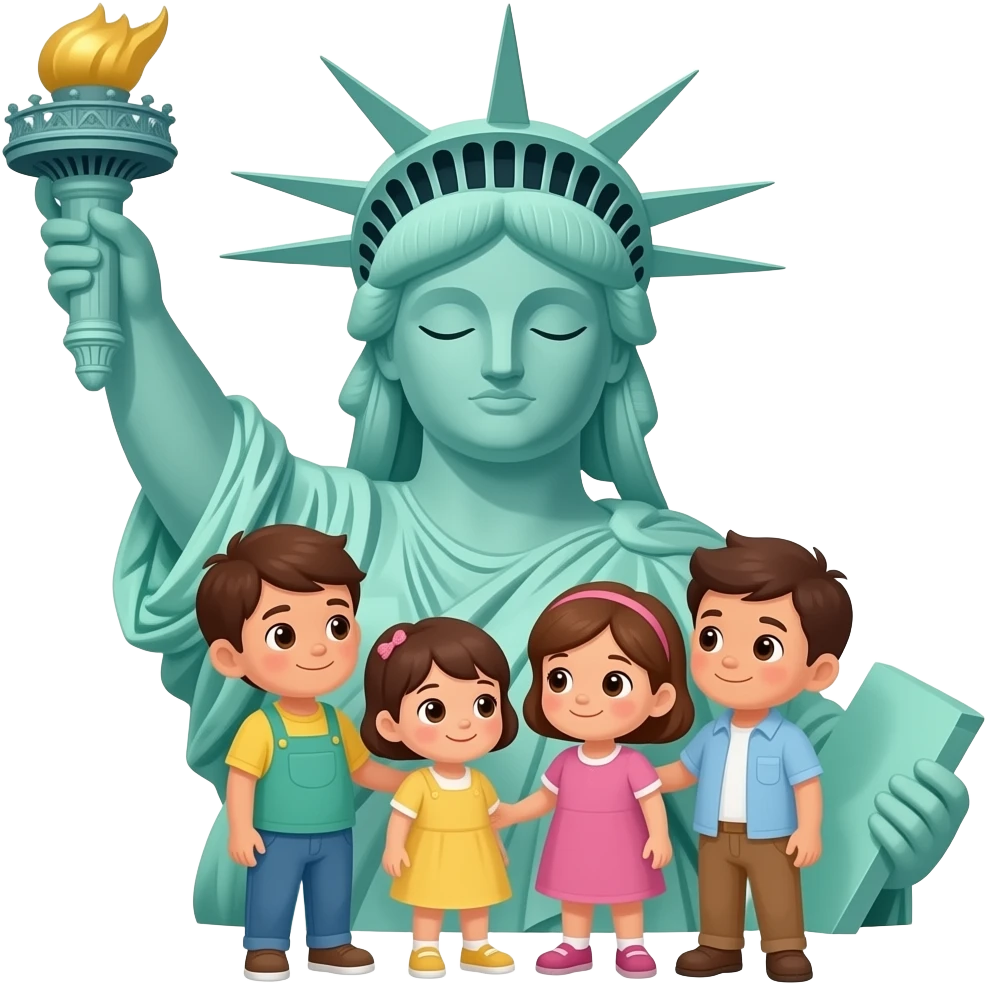 staute of liberty comforting children emoji